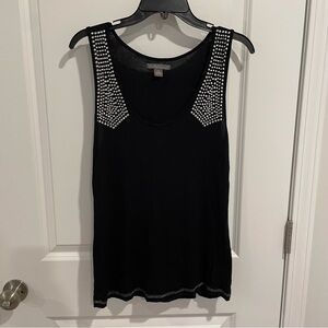 Metric black silver detail lightweight stretch tank top Women Medium Like New